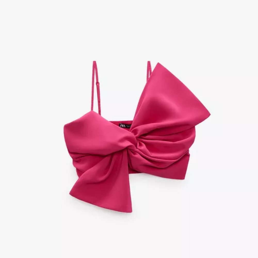 Pink Zara Bow Crop Top. Size Small.